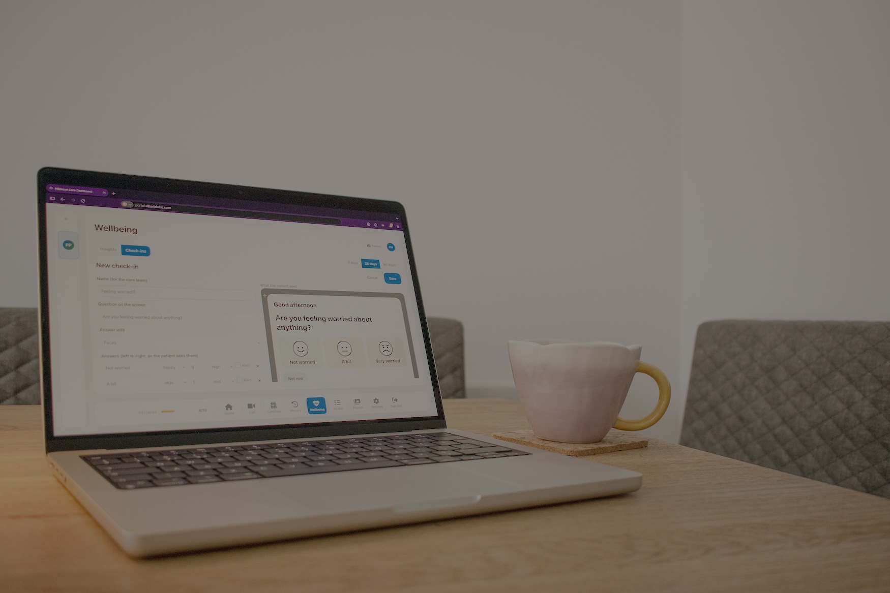 Hibiscus tablet on a desk showing the Valeria home screen